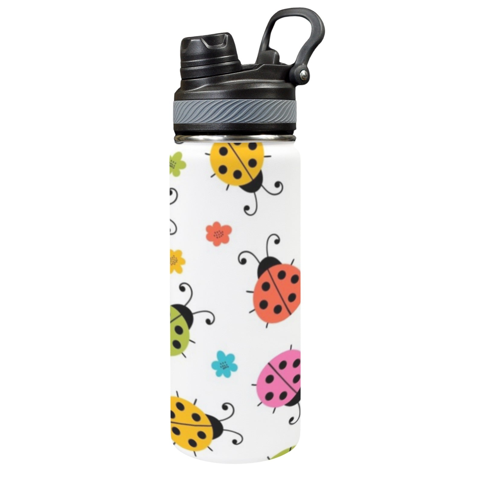 Ladybugs - Insulated Water Bottle with Dual-Use Lid (18oz) One Size Insulated Water Bottle with Dual-Use Lid (18oz) animal Printed Offshore