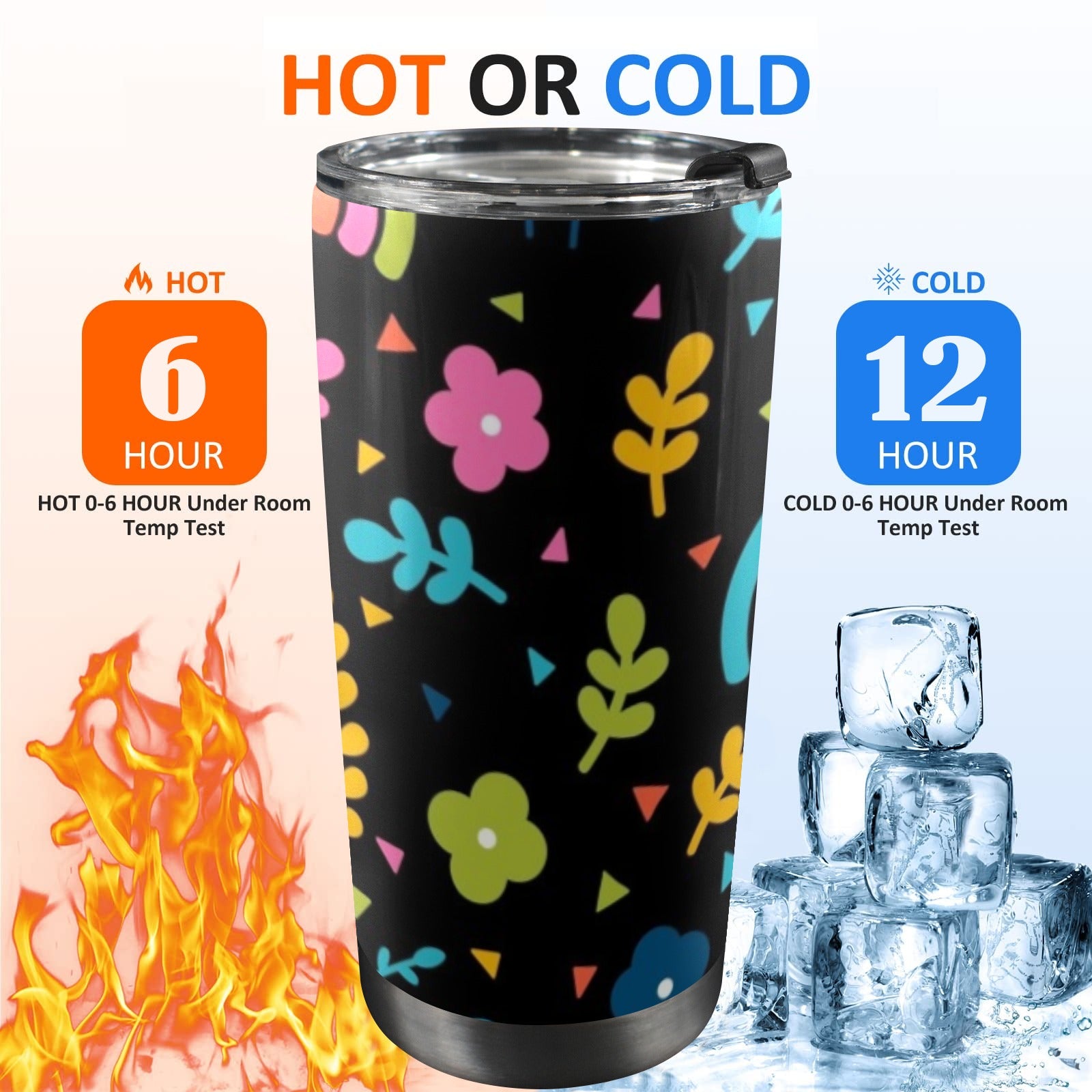 Rainbows And Flowers - 20oz Mobile Tumbler with Lid (Black Lock)