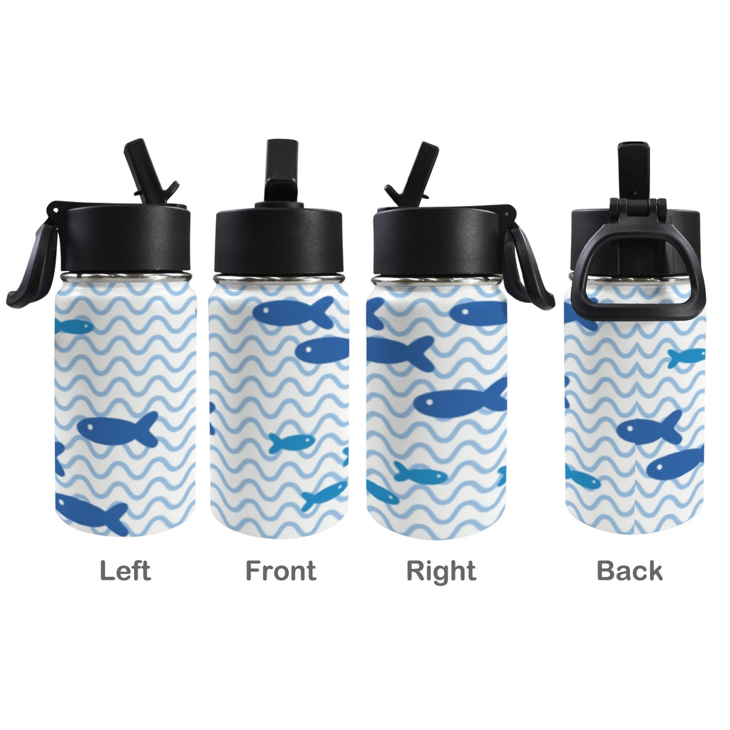 Blue Fish 12oz Kids Water Bottle with Straw Lid