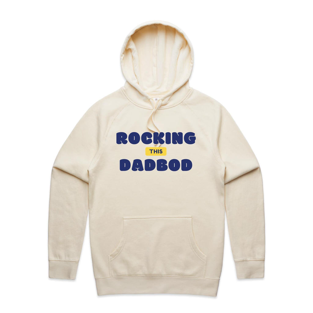 Rocking This Dad Bod - Mens Hoodie Ecru Mens Hoodie Dad Printed In Australia