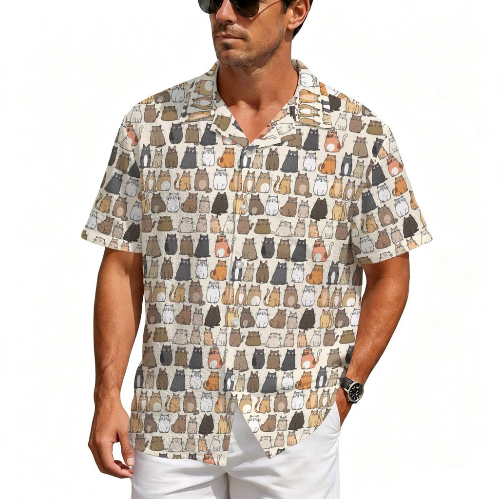 Lots Of Cats Men's Crinkle Hawaiian Shirt