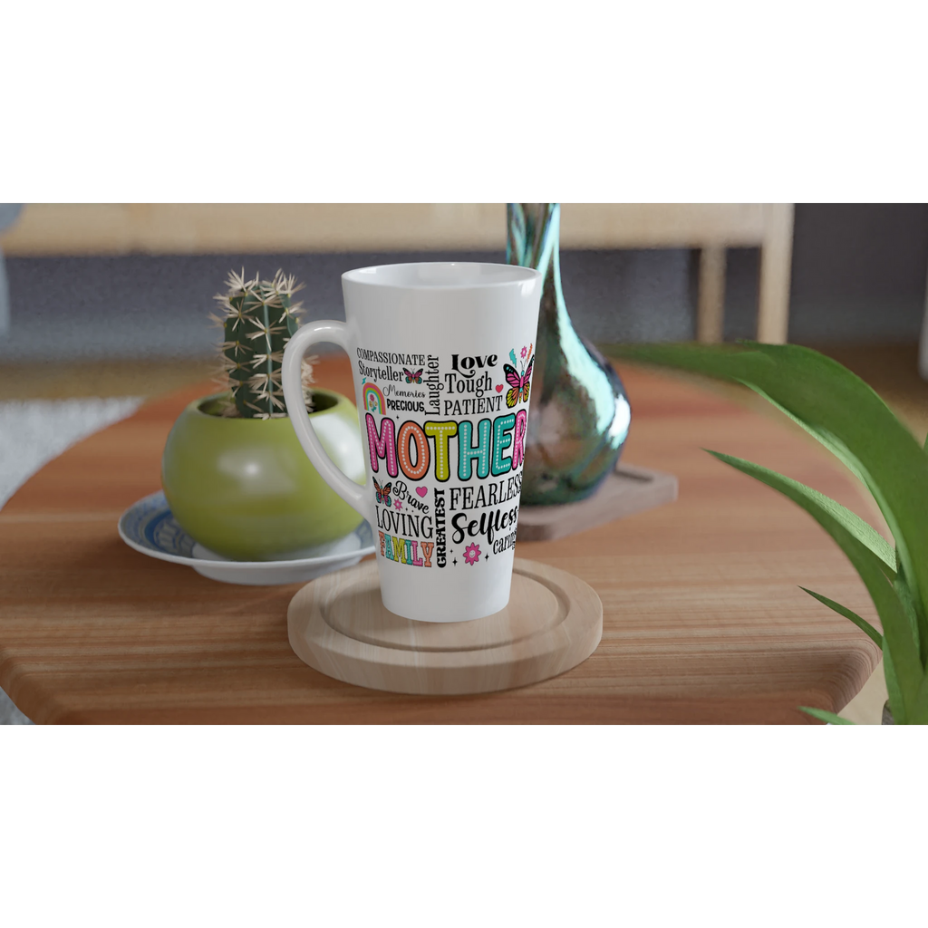 Mother Word Cloud - White Latte 17oz Ceramic Mug Latte Mug Globally Fulfilled Mum