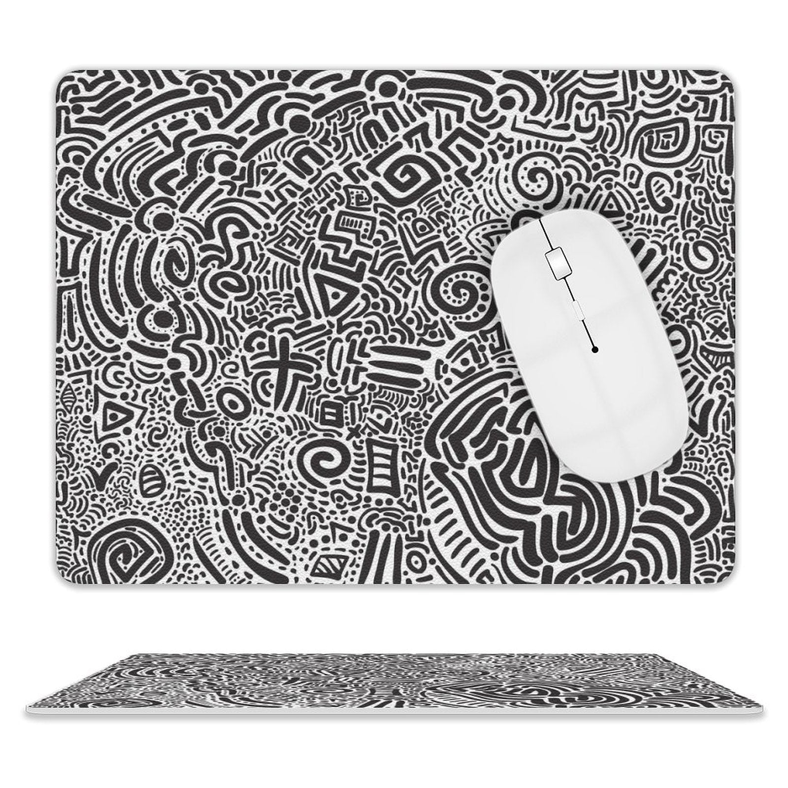 Black And White - Leather Mouse Pad white One size Leather Mouse Pad Printed Offshore