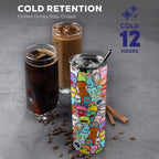 Happy Monsters - 20oz Tall Skinny Tumbler with Lid and Straw