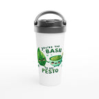 You're The Basil To My Pesto, Valentine - White 15oz Stainless Steel Travel Mug Default Title Travel Mug Food Globally Fulfilled Love