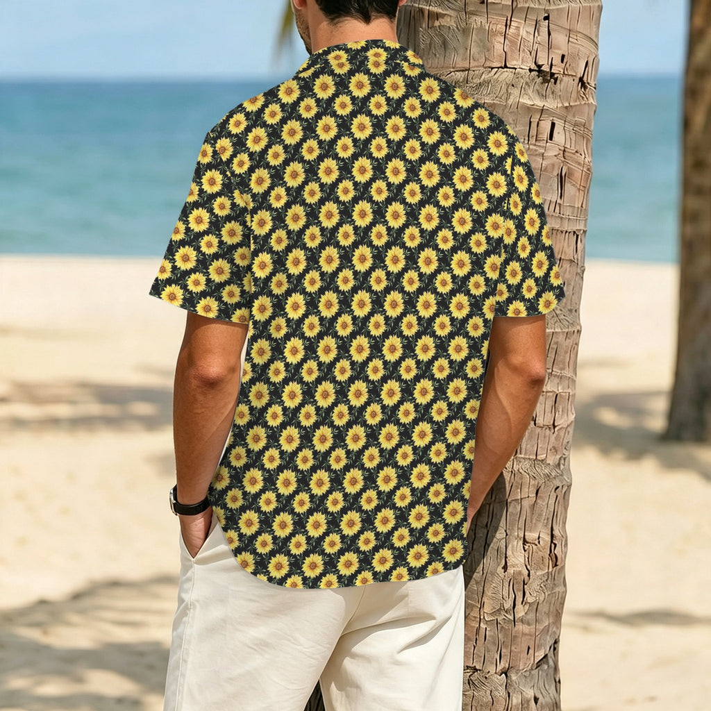 Painted Sunflower Men's Crinkle Hawaiian Shirt