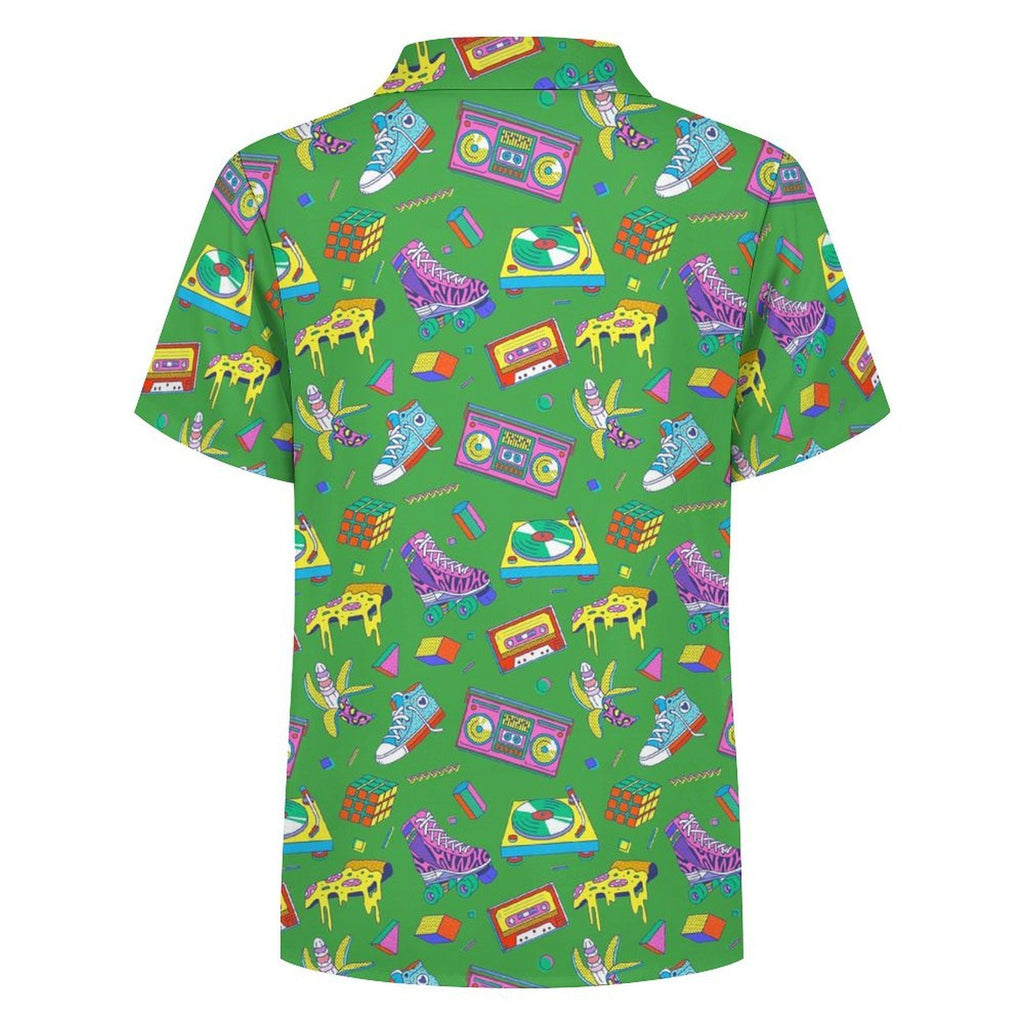 Bright 80's Kids Youth Short Sleeve Button Up Shirt