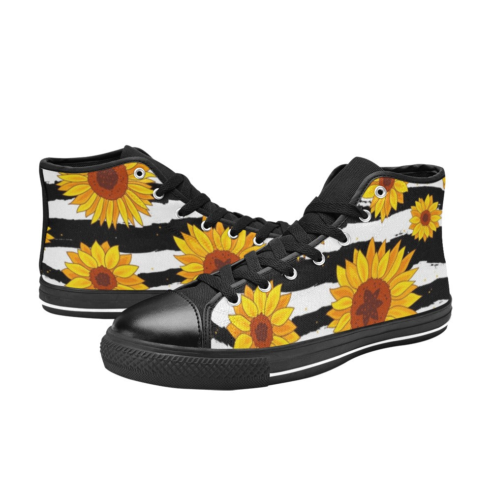 Sunflower Stripes - Women's High Top Canvas Shoes