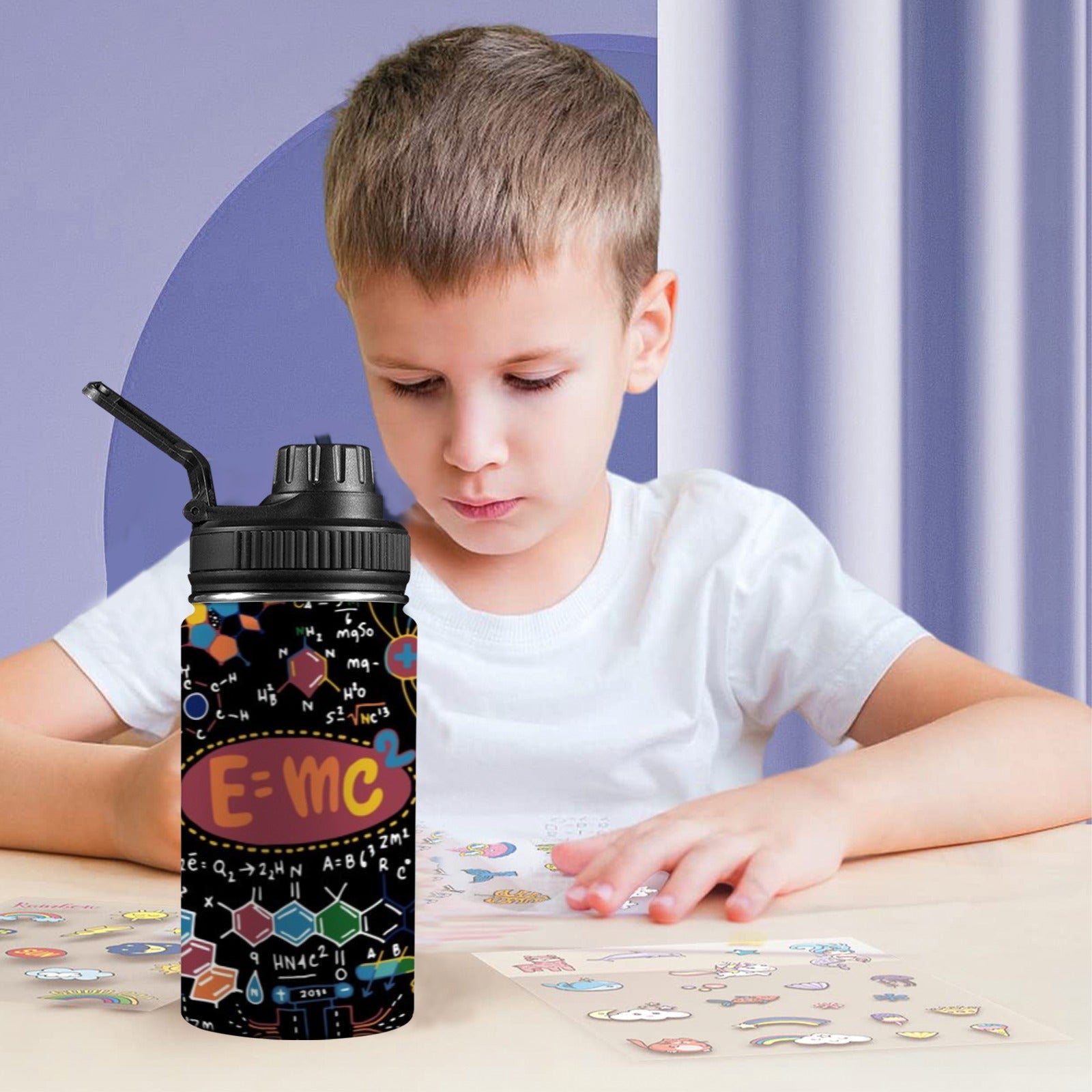 Science Time Kids Water Bottle with Chug Lid (12 oz) Kids Water Bottle with Chug Lid Printed Offshore Science