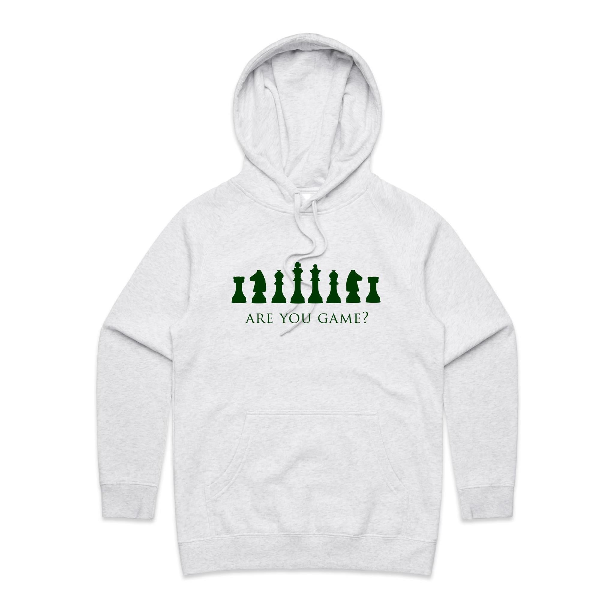 Are You Game, Chess - Womens Hoodie White Marle Womens Hoodie Chess Games Printed In Australia
