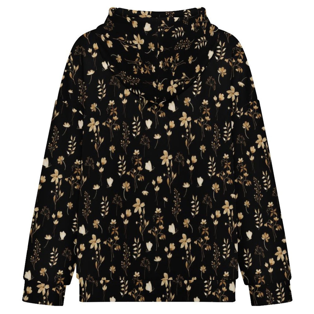 Dark Floral With Butterfly Women's Full-Zip Hoodie