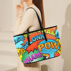 Comic Book 2 - Leather Tote Bag-Large