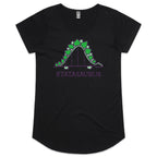 Statasaurus, Maths Dinosaur - Womens Scoop Neck T-Shirt Black Womens Scoop Neck T-shirt Maths Printed In Australia