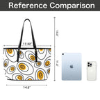 Abstract Eggs - Leather Tote Bag-Large
