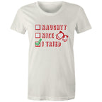 Naughty, Nice, I Tried, Santa's Christmas List - Womens T-shirt Natural Womens Christmas T-shirt Christmas Printed In Australia
