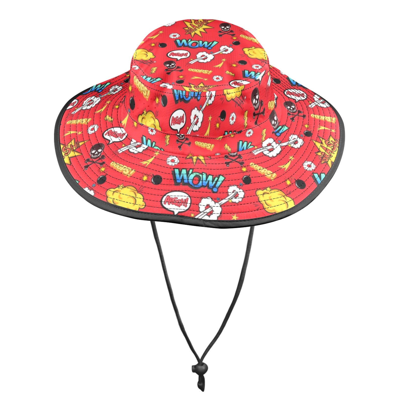 Comic Book Red - Wide Brim Bucket Hat Wide Brim Bucket Hat comic Printed Offshore