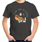 Hotdog, I'm On A Roll - Kids Youth T-Shirt Charcoal Kids Youth T-shirt Food Printed In Australia