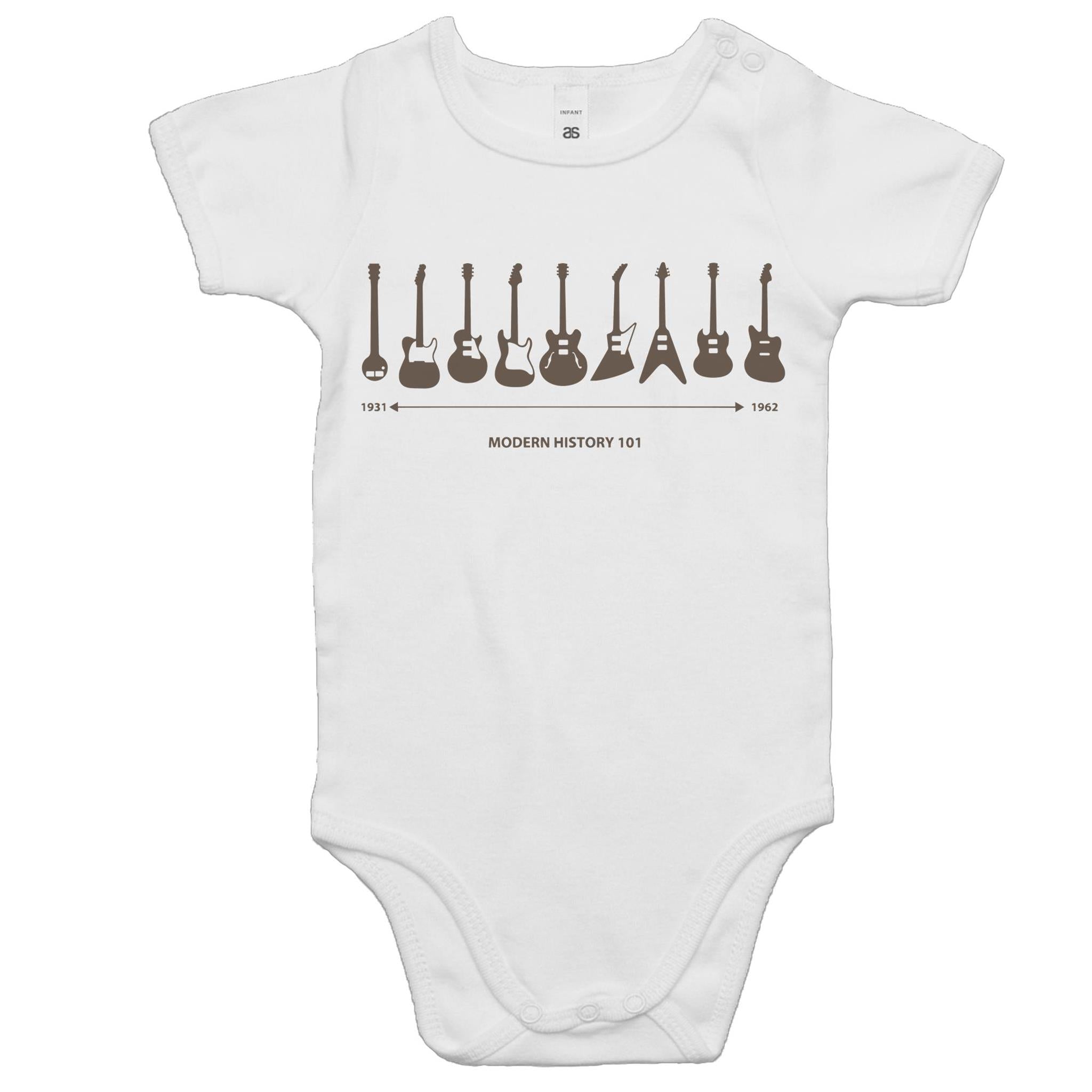 Guitar Timeline - Baby Bodysuit White Baby Bodysuit Music Printed In Australia