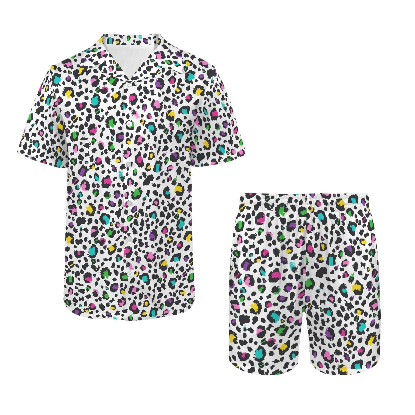 Animal Print In Colour Men's Hawaiian Shirt & Shorts Set Men's Hawaiian Shirt & Shorts Set animal Printed Offshore