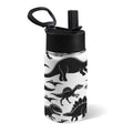Black And White Dinosaurs 12oz Kids Water Bottle with Straw Lid