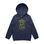 Alien Abduction, UFO - Kids Hoodie Midnight Blue Kids Hoodie Printed In Australia
