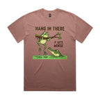 Hang In There, It Gets Worse AS Colour Heavy Faded Tee Unisex Faded pink Heavy Faded T-shirt animal Printed In Australia