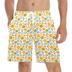 Retro Boho Flower Men's Mid-Length Beach Shorts 5XL Men's Mid-Length Beach Shorts Plants Printed Offshore