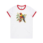Lorikeet, Australian Birds - Women's Ringer Tee White Red Womens Ringer T-shirt animal Printed In Australia