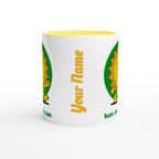 Personalised - Here Comes The Sun - White 11oz Ceramic Mug with Colour Inside Personalised 11oz Mug customise Globally Fulfilled personalise Retro Summer