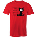 It's Fine, I'm Fine, Frazzled Cat - Mens T-Shirt Red Mens T-shirt animal Printed In Australia