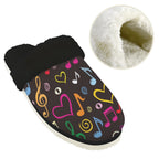 Music Love Women's Fur Trim Thick-Sole Indoor Slippers Women's Fur Trimmed Slippers Music Printed Offshore