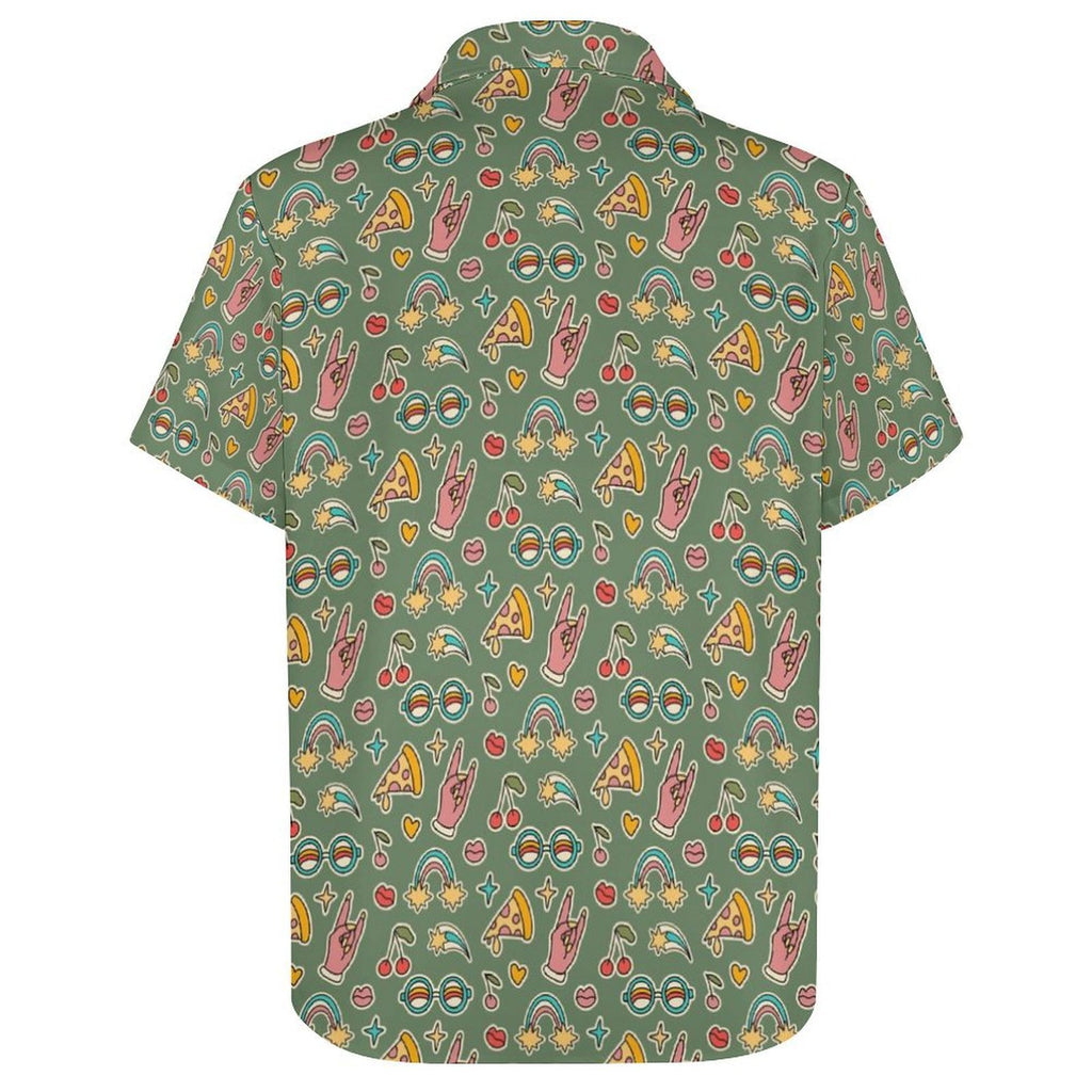 Groovy Retro Women's Collared Pocketless Short Sleeve Shirt