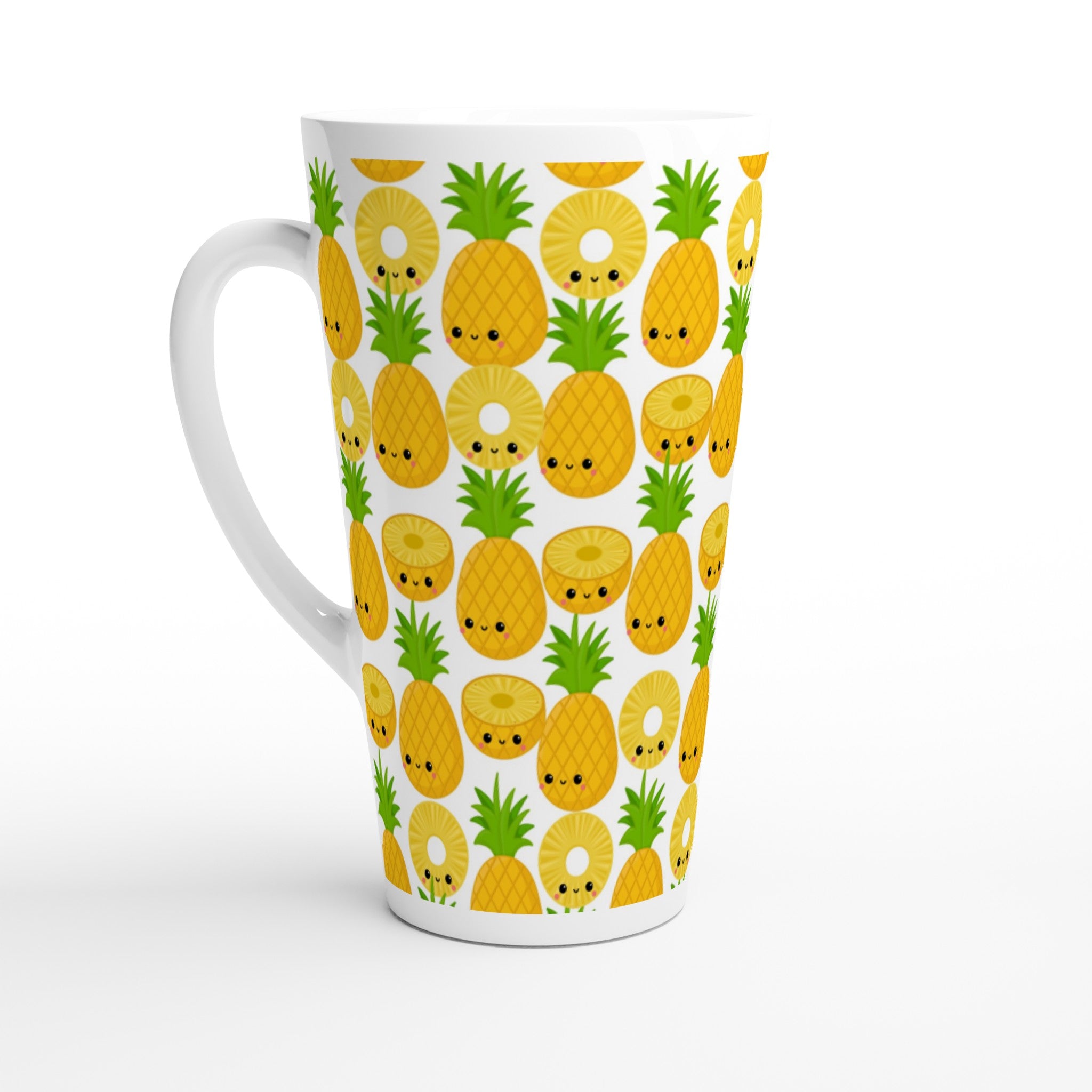 Happy Pineapples - White Latte 17oz Ceramic Mug Default Title Latte Mug food Globally Fulfilled