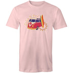 Drive And Surf - Mens T-Shirt Pink Mens T-shirt Printed In Australia Summer Surf