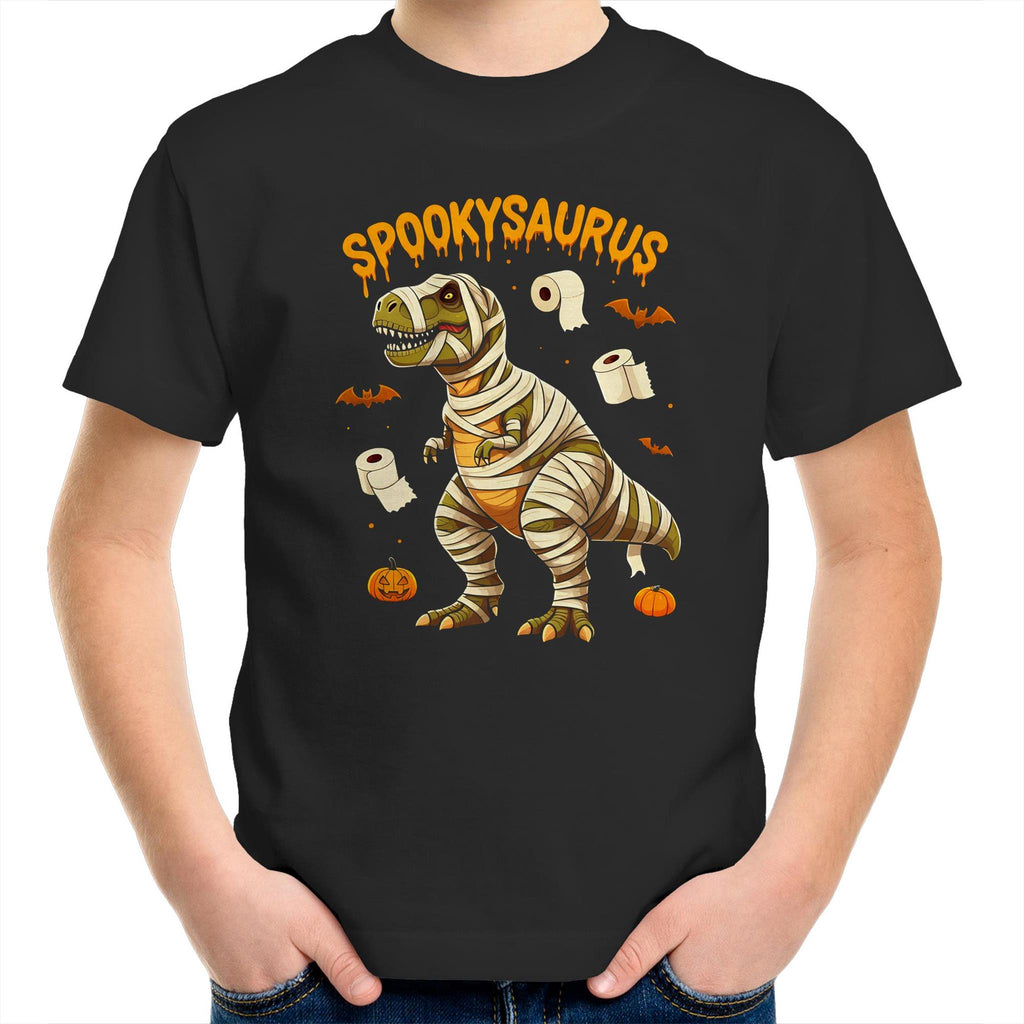 Spookysaurus, Halloween Dinosaur - Kids Youth T-Shirt Black Kids Youth T-shirt Halloween Printed In Australia