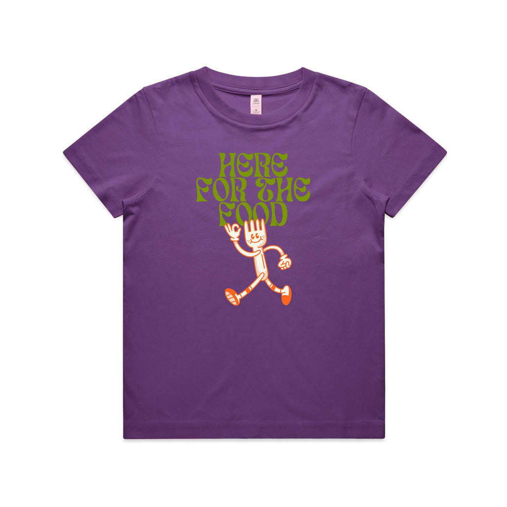 Here For The Food - Kids Youth T-shirt Purple Kids T-shirt Food Printed In Australia