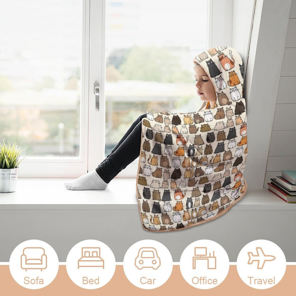 Lots Of Cats Kids Hooded Blanket 100cm x 130cm Kids Hooded Blanket animal Printed Offshore
