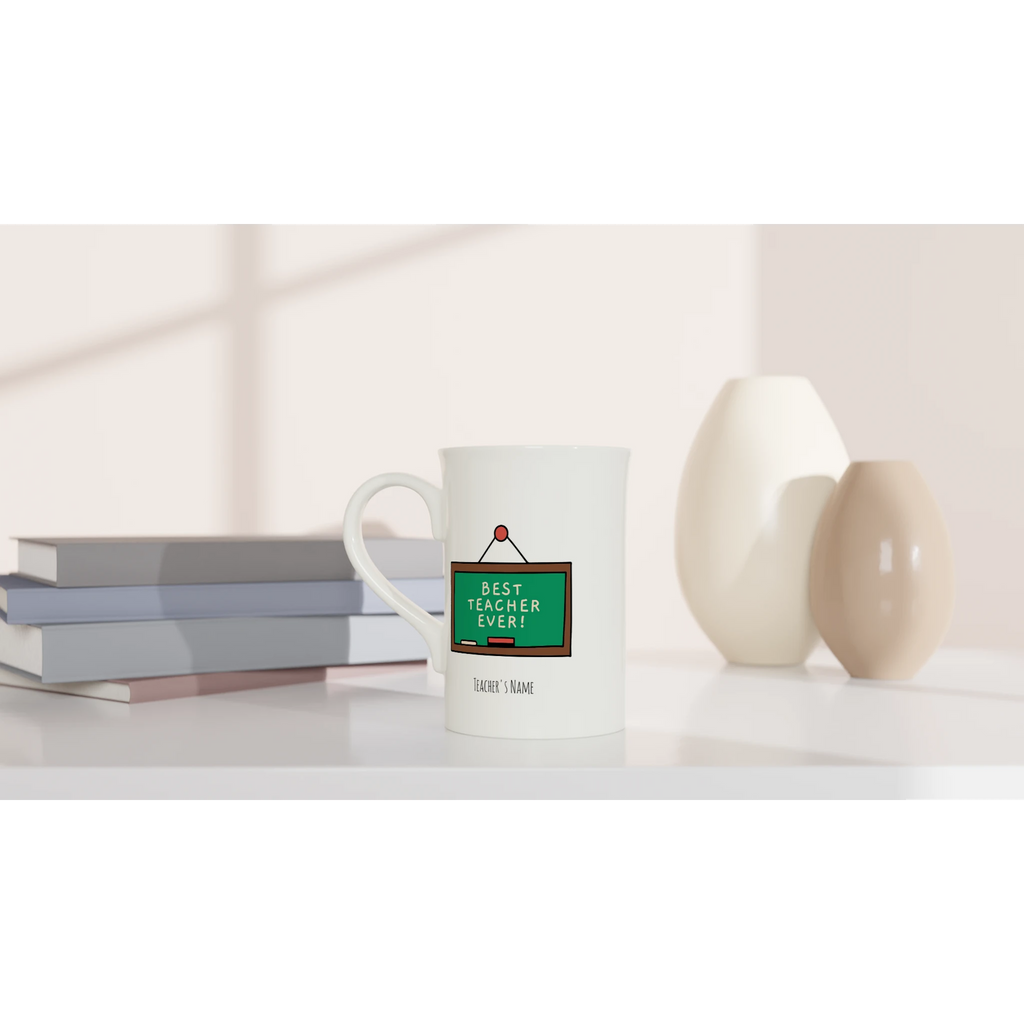 Best Teacher Ever, Blackboard White 10oz Porcelain Slim Mug Porcelain Mug