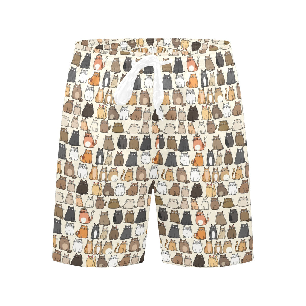 Lots Of Cats Men's Mid-Length Beach Shorts Men's Mid-Length Beach Shorts animal Printed Offshore