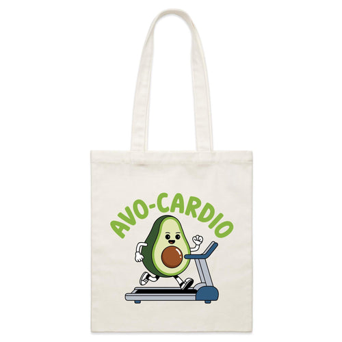 Avo-Cardio, Avocado Treadmill - Parcel Canvas Tote Bag Default Title Small Tote Bag Fitness Food Printed In Australia