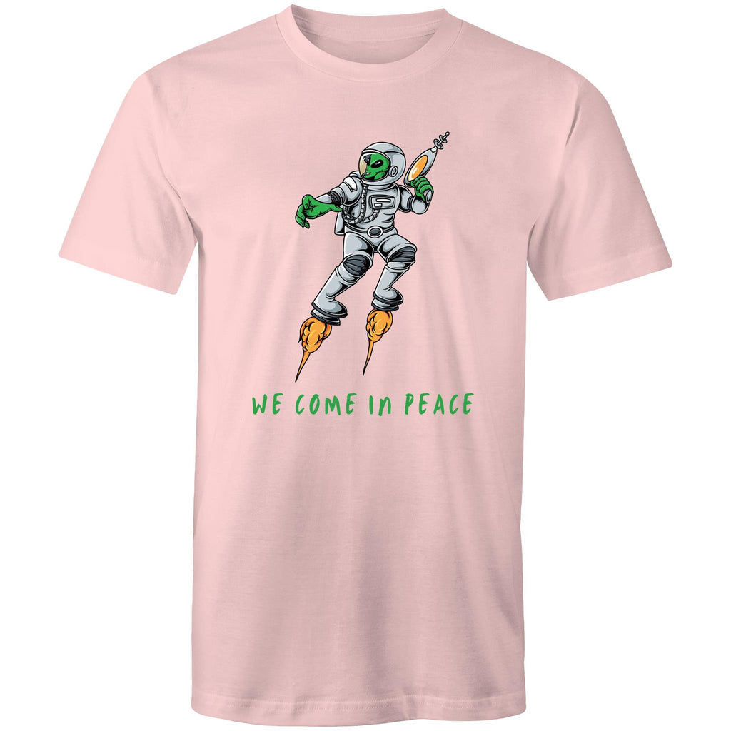 We Come In Peace, Alien - Mens T-Shirt Pink Mens T-shirt Printed In Australia Sci Fi