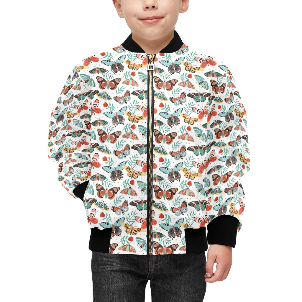 Pretty Moths And Butterflies Kids Bomber Jacket Kids Bomber Jacket animal Printed Offshore