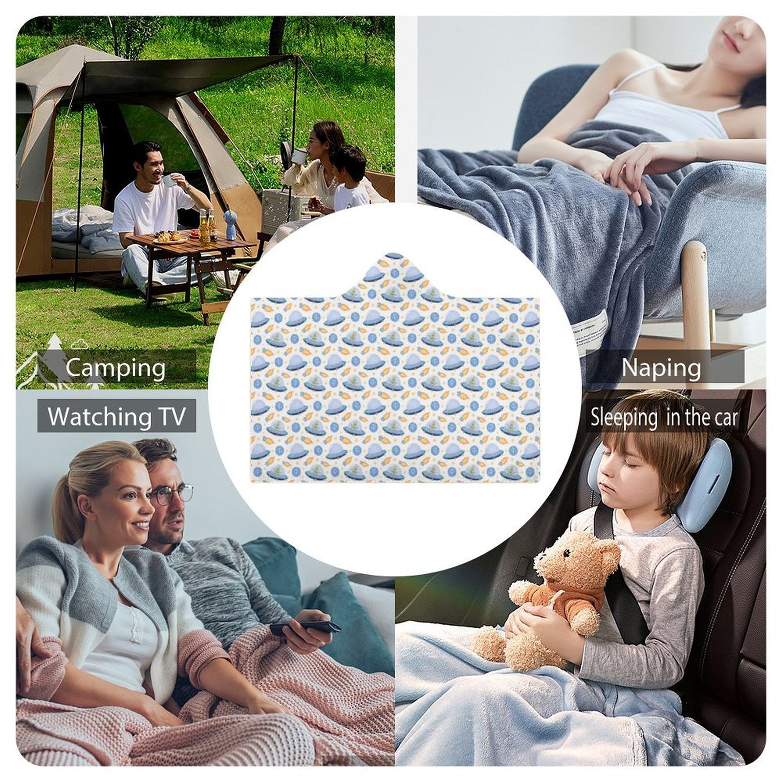 UFO's Kids Hooded Blanket 100cm x 130cm