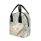 Books And Flowers In Green - Zipper Lunch Bag Zipper Lunch Bag Printed Offshore