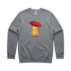 Here For The Cats, UFO - AS Colour Stencil Crew Gravel Sweatshirt animal Printed In Australia Sci Fi