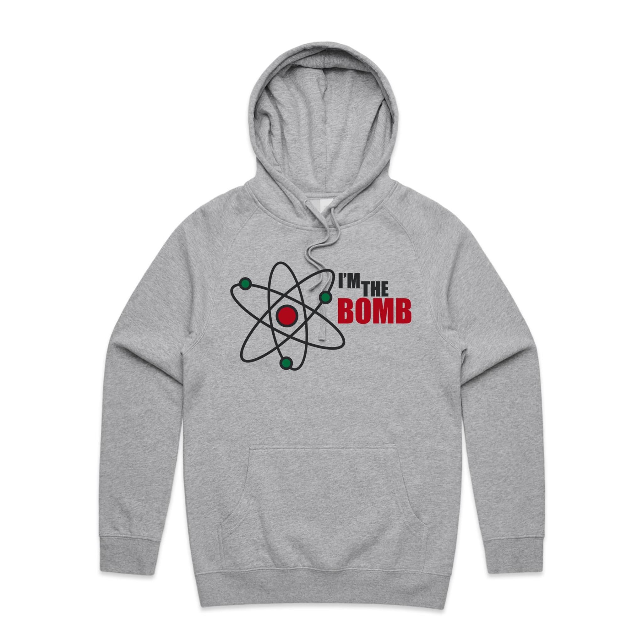 I'm The Bomb, Atom - Mens Hoodie Grey Marle Mens Hoodie Printed In Australia Science