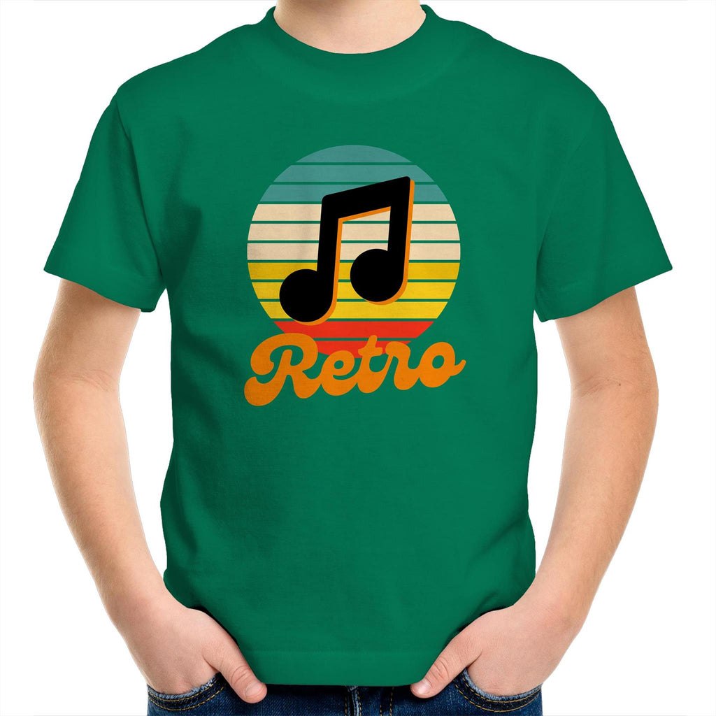 Retro Music - Kids Youth T-Shirt Kelly Green Kids Youth T-shirt Music Printed In Australia Retro