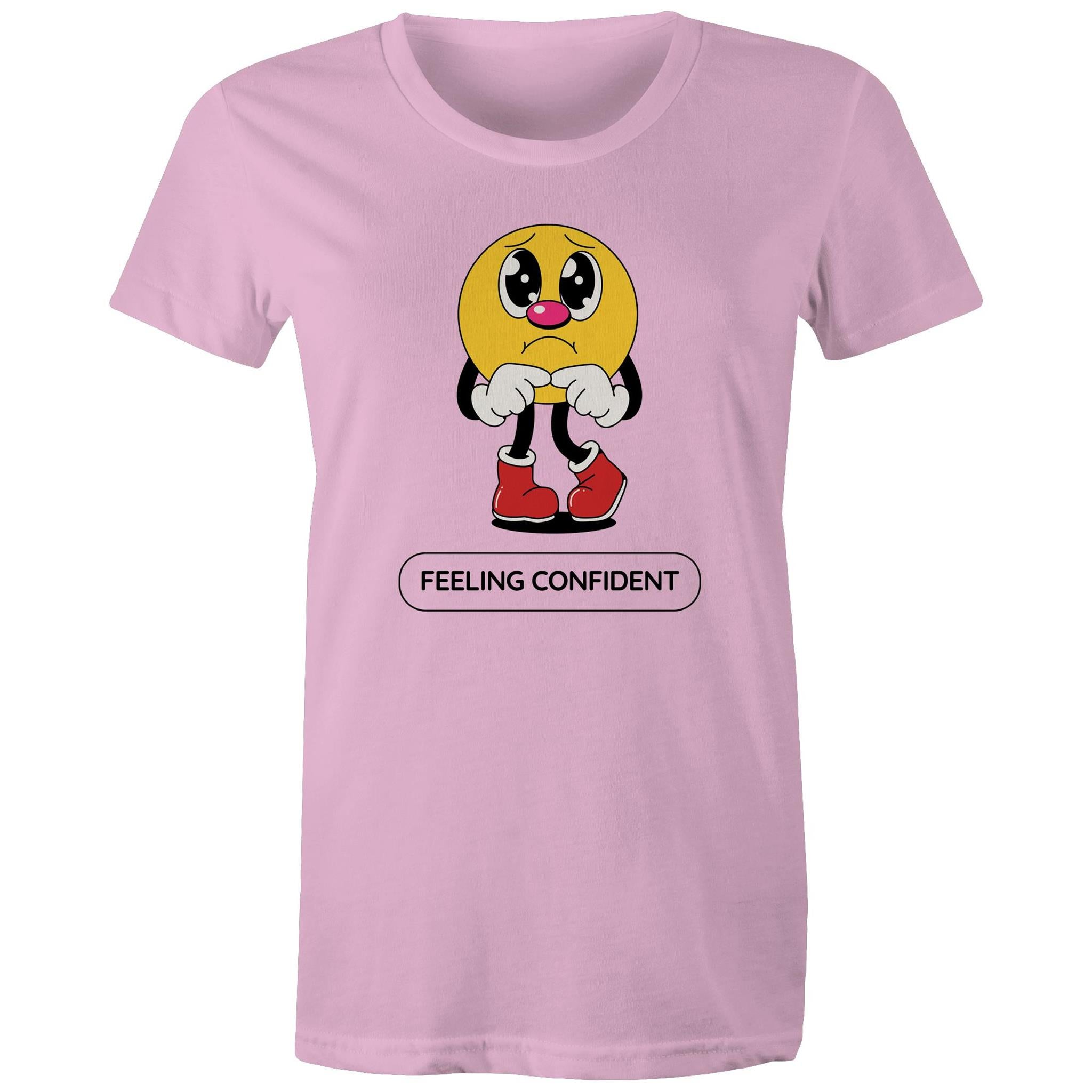 Feeling Confident - Womens T-shirt Pink Womens T-shirt Printed In Australia