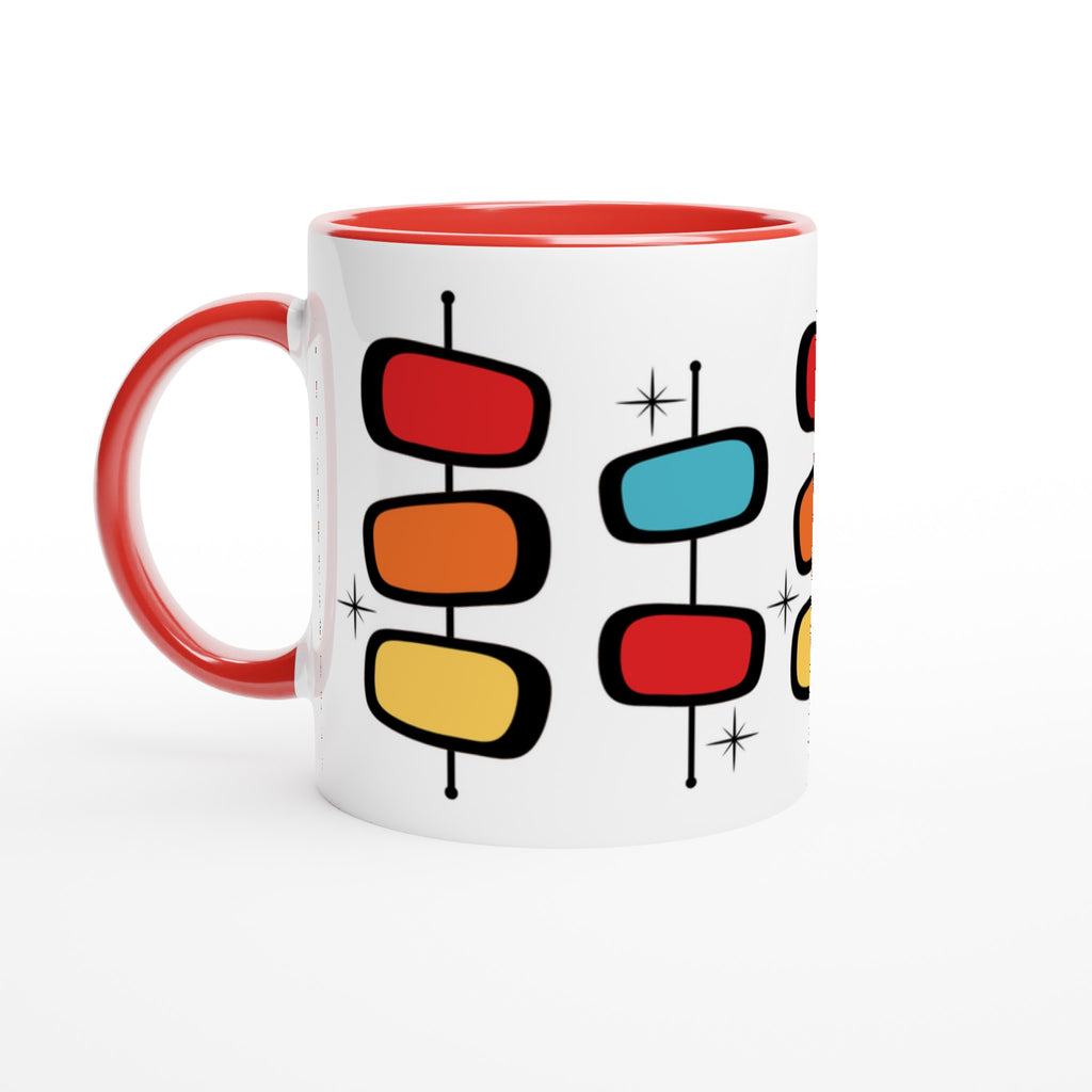 Retro Style - White 11oz Ceramic Mug with Colour Inside Ceramic Red Colour 11oz Mug Globally Fulfilled Retro
