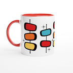 Retro Style - White 11oz Ceramic Mug with Colour Inside Ceramic Red Colour 11oz Mug Globally Fulfilled Retro